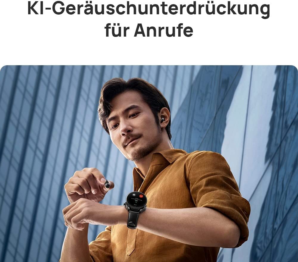 Huawei Watch Buds 1.43" AMOLED, Stainless Steel Case, Earbuds, GPS, NFC - Black Leather Strap - DokanTech #