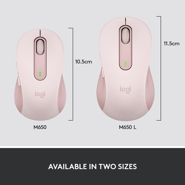Logitech Signature M650 L Right Full Size Wireless Mouse - For Large Sized Hands, Multi-Device, Silent Clicks, Customizable Side Buttons, Bluetooth, for PC/Mac - DokanTech #