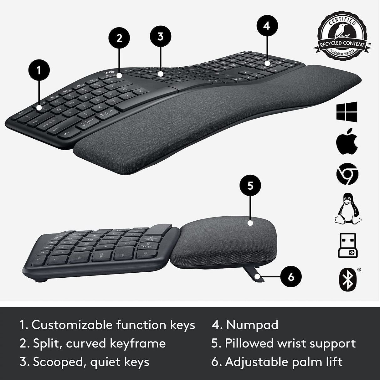 Logitech ERGO K860 Wireless Keyboard - black - DokanTech #