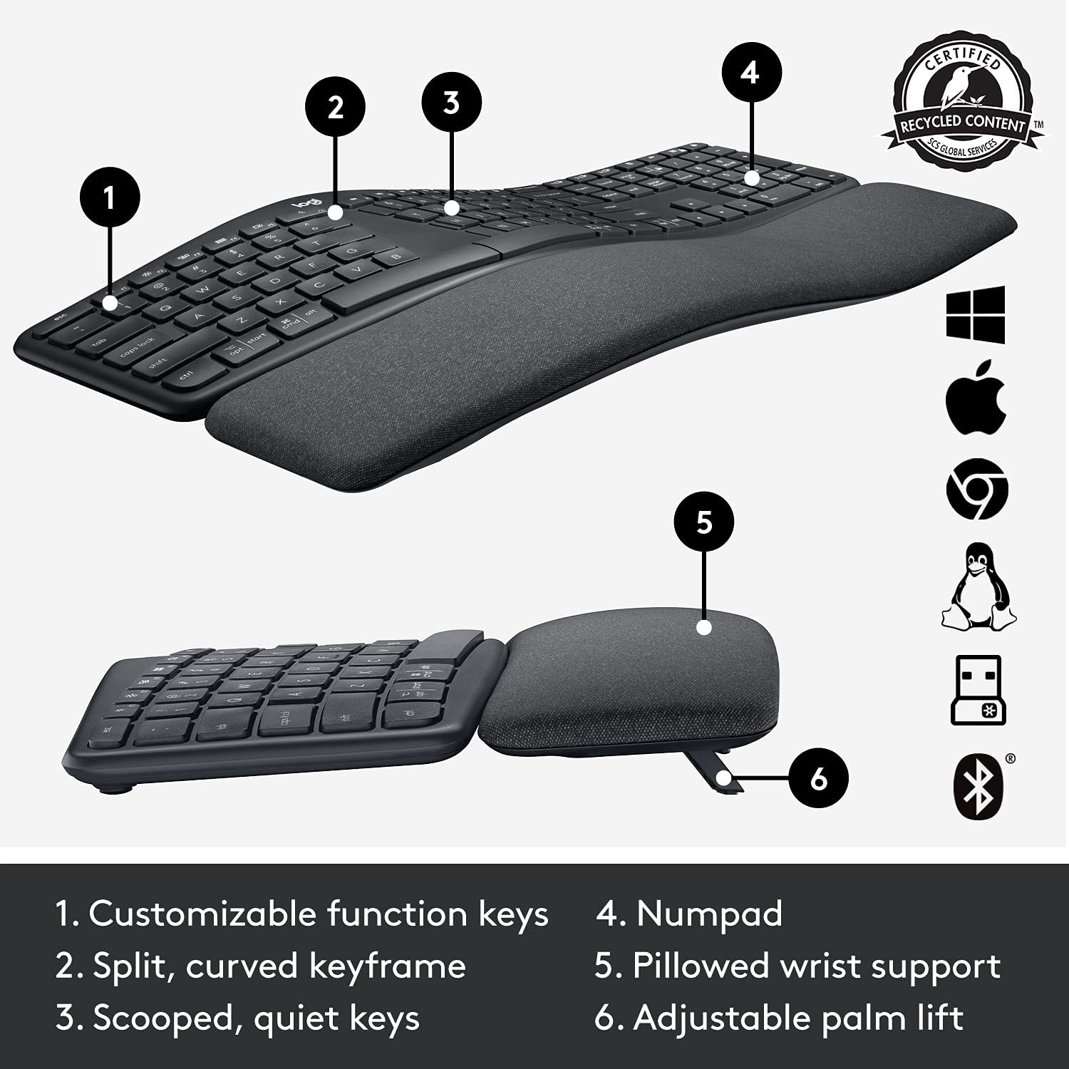 Logitech ERGO K860 Wireless Keyboard - black - DokanTech #