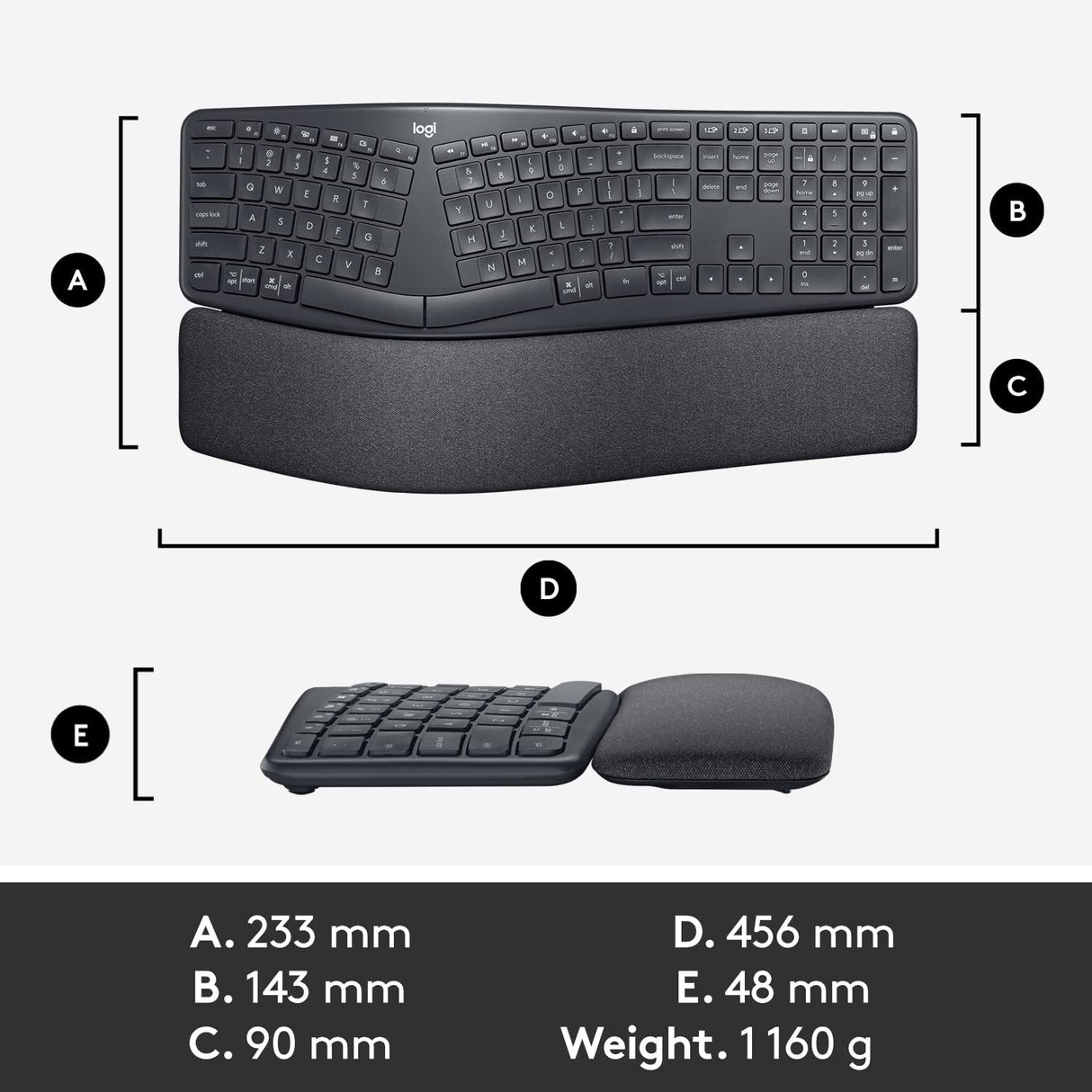 Logitech ERGO K860 Wireless Keyboard - black - DokanTech #