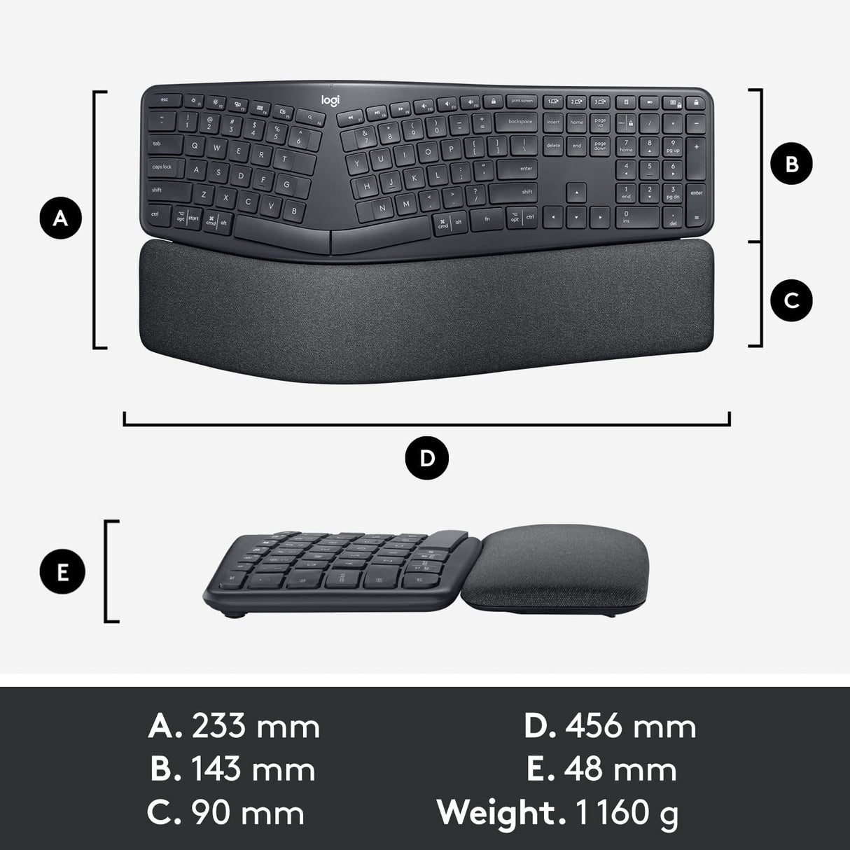 Logitech ERGO K860 Wireless Keyboard - black