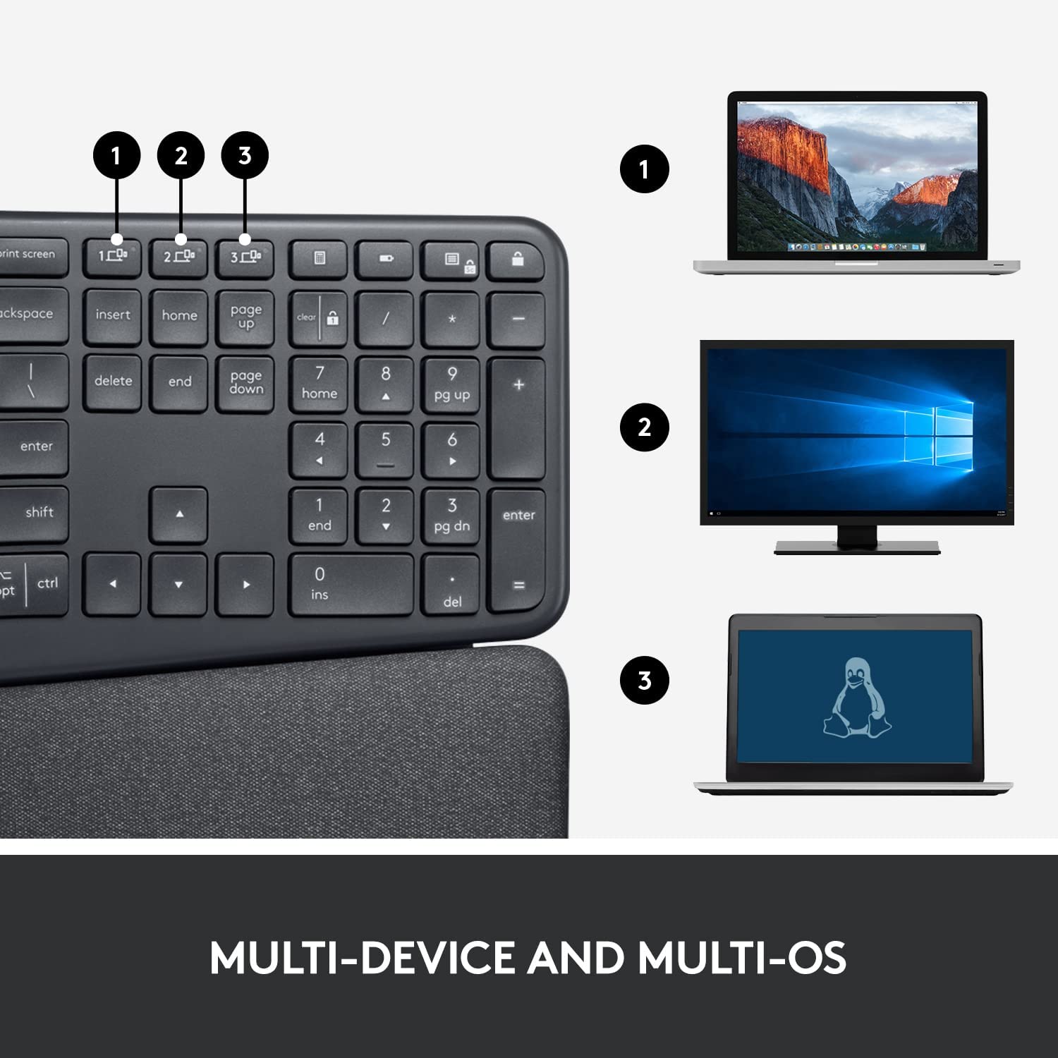 Logitech ERGO K860 Wireless Keyboard - black - DokanTech #