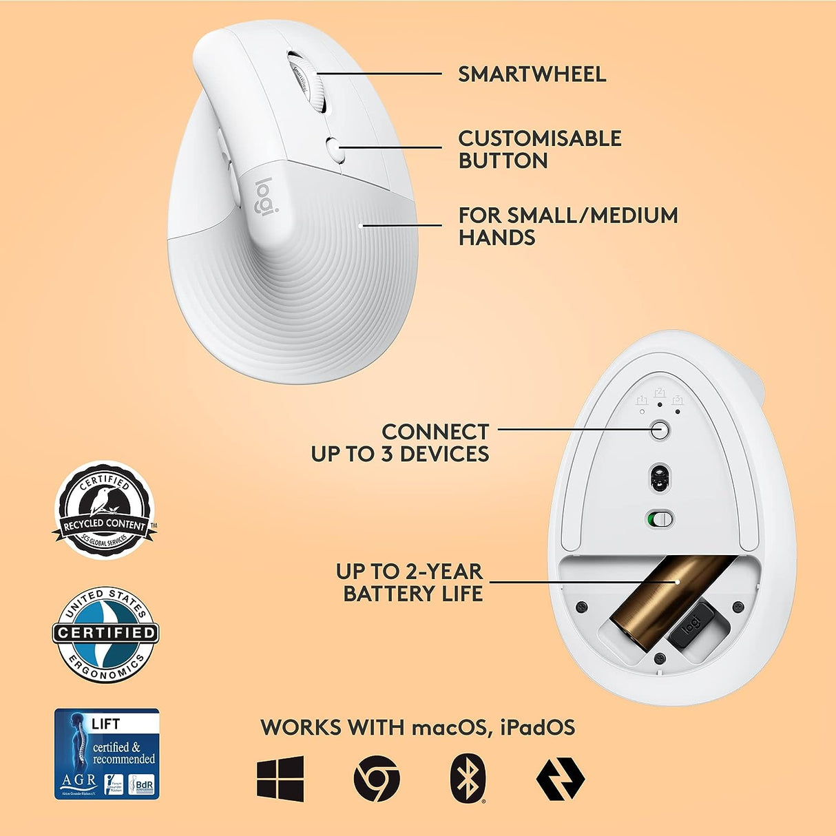 Logitech Lift Vertical Ergonomic Mouse - DokanTech #