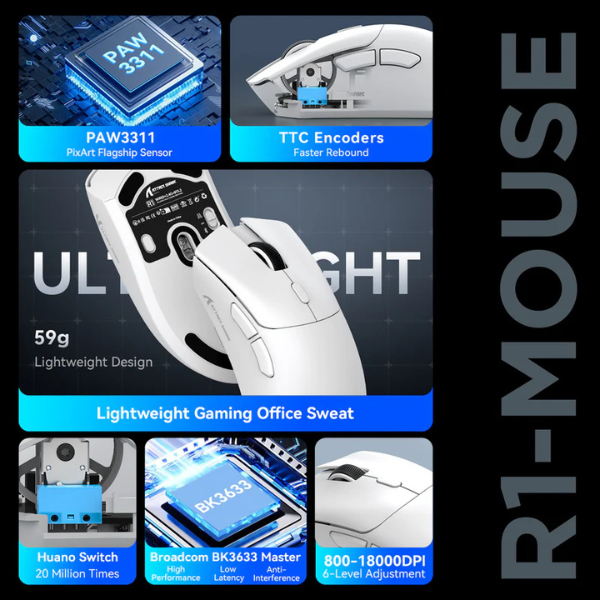 ATTACKSHARKR1Tri-ModeWirelessGamingMouse_PAW3311SuperlightWhiteSpecs-DokkanTech