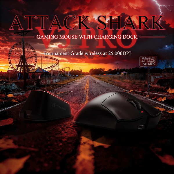 ATTACKSHARKV3PROUltra-LightTri-ModeGamingMousewithRGBMagneticChargingDockBlackDPI-DokkanTech