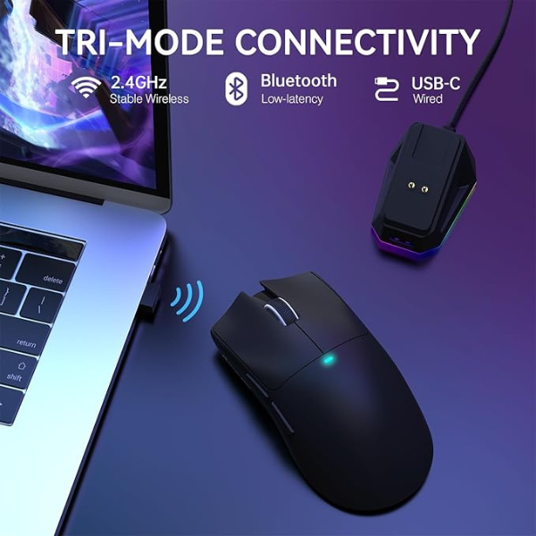 ATTACKSHARKX11WirelessGamingMousewithChargingDockBlackConnection-DokkanTech