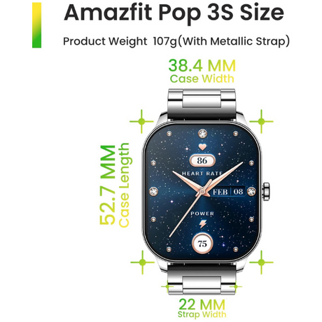DokkanTech_Amazfit Pop 3S Smart watch Stylish Design and Advanced Health Features