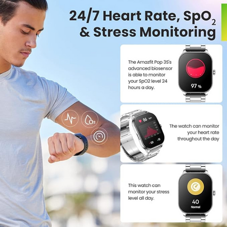 DokkanTech_Amazfit Pop 3S Smart watch Stylish Design and Advanced Health Features