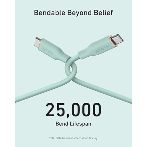 Anker PowerLine III Flow USB-C to USB-C Cable 3ft 240W (A8552)-dokantech