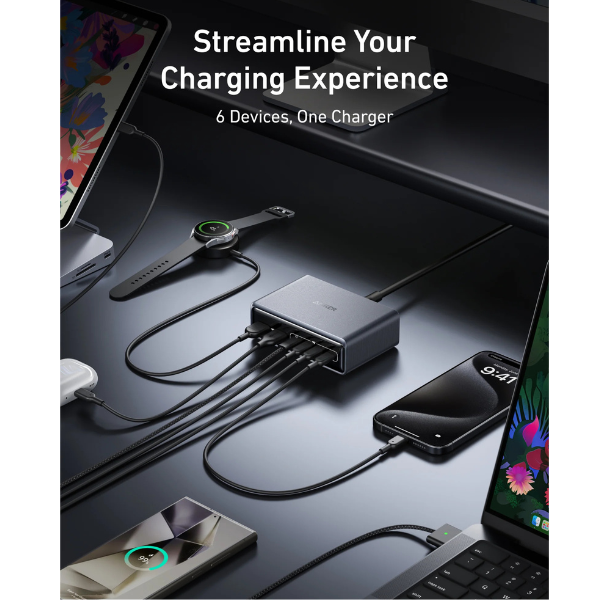 Anker Prime 200W GaN 6-Port Charger – 4 USB-C & 2 USB-A | Ultra-Fast-dokantech