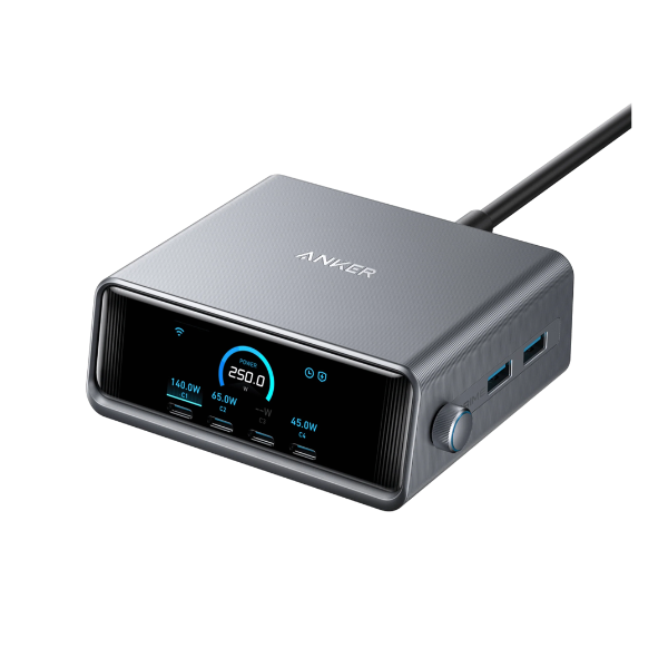 Anker Prime 250W GaN Charger – 6-Port Fast Charging Station (4 USB-C + 2 USB-A)-dokantech