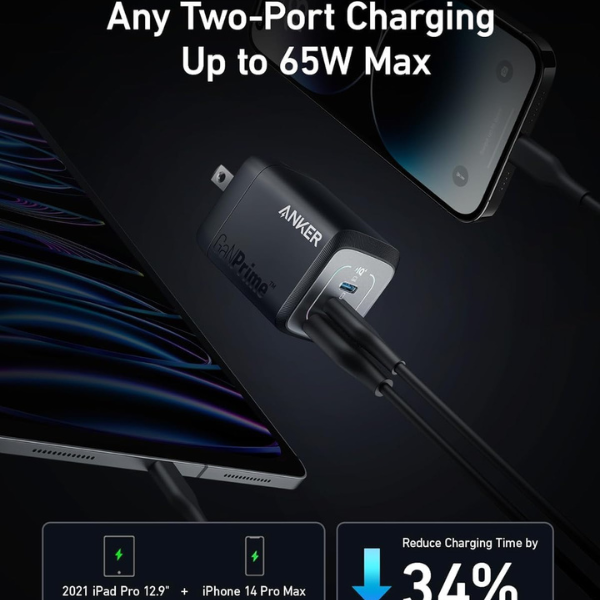 AnkerPrime67WGaNWallCharger_3Ports_A2669-Black- Dokantech#