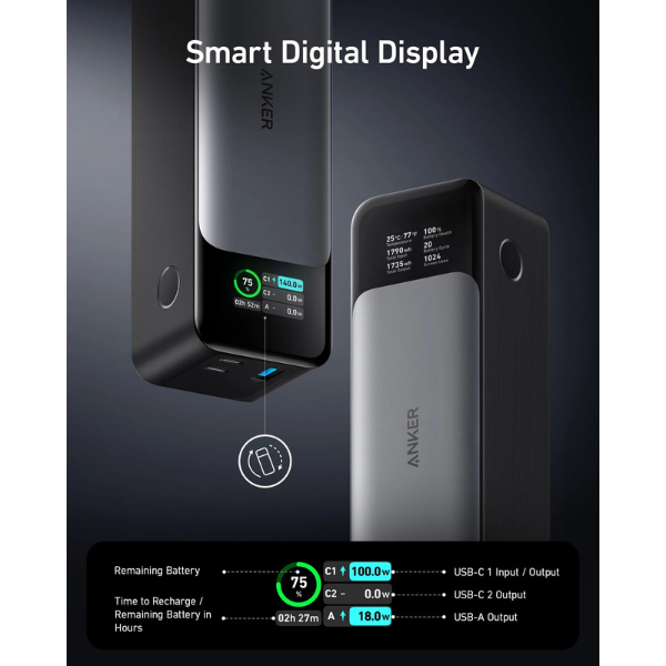AnkerPrime737PowerBank_PowerCore_24000mAh140W-A1289-Black-Features 2-DokkanTech