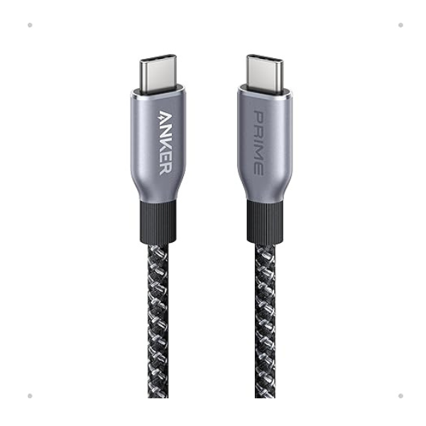 Anker Prime USB-C to USB-C 240W Cable – Durable Upcycled-Braided 3ft Black-dokantech