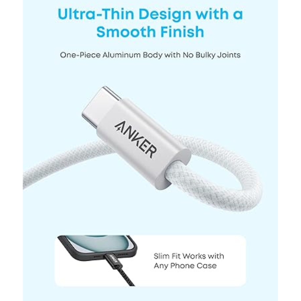 Anker Zolo USB-A to USB-C 100W Fast Charging Cable – Braided –Available in (1m / 1.8m)– Black & White