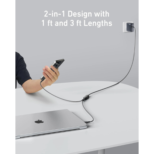 Anker 140W 2-in-1 USB-C to USB-C Cable – Dual Fast Charging | 1.2m & 1.8m | Braided Design-dokantech