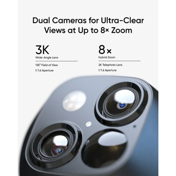 Anker Eufy S340 Solocam - Solar-Powered, 3K Dual Camera, 360° Coverage.