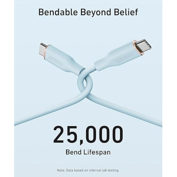 Anker PowerLine III Flow 240W USB - C Silicone Cable 3ft (5 Colors) LeftView-DokkanTech