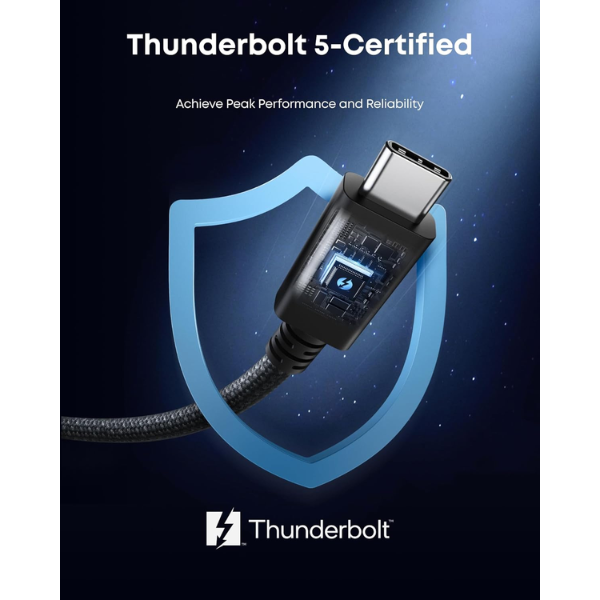Anker Prime Thunderbolt 5 Cable 3.3ft 240W 80Gbps 8K Braided – Black - Dokkantech