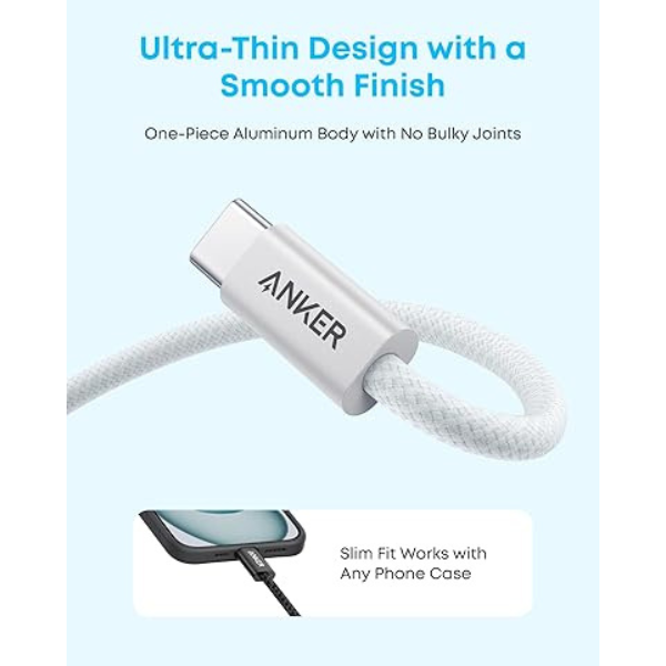 Anker Zolo USB-A to USB-C 100W Fast Charging Cable – Braided –Available in (1m / 1.8m)– Black & White