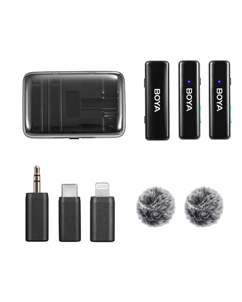 ميكروفون لاسلكي BOYA BOYALINK ثنائي القناة بتردد 2.4 جيجاهرتز - متوافق مع العديد من الأجهزة
