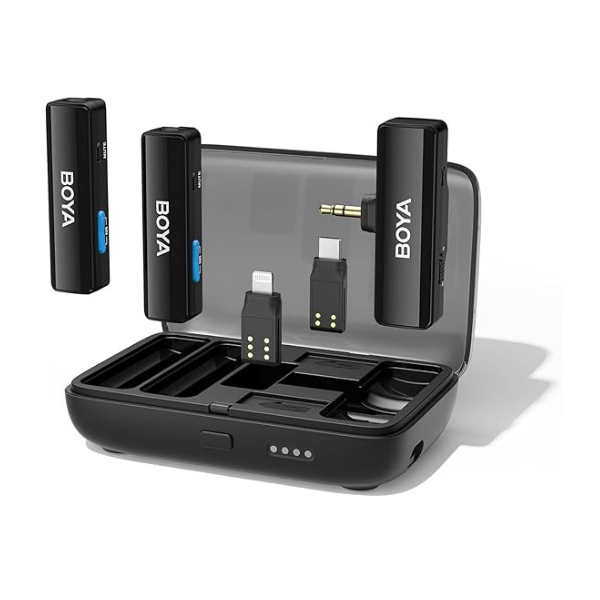 ميكروفون لاسلكي BOYA BOYALINK ثنائي القناة بتردد 2.4 جيجاهرتز - متوافق مع العديد من الأجهزة