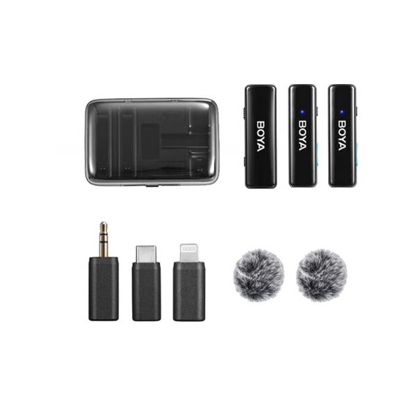 ميكروفون لاسلكي BOYA BOYALINK ثنائي القناة بتردد 2.4 جيجاهرتز - متوافق مع العديد من الأجهزة