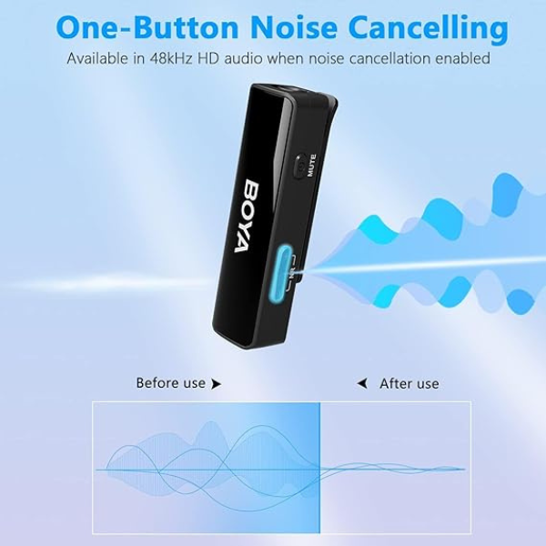 ميكروفون لاسلكي BOYA BOYALINK ثنائي القناة بتردد 2.4 جيجاهرتز - متوافق مع العديد من الأجهزة