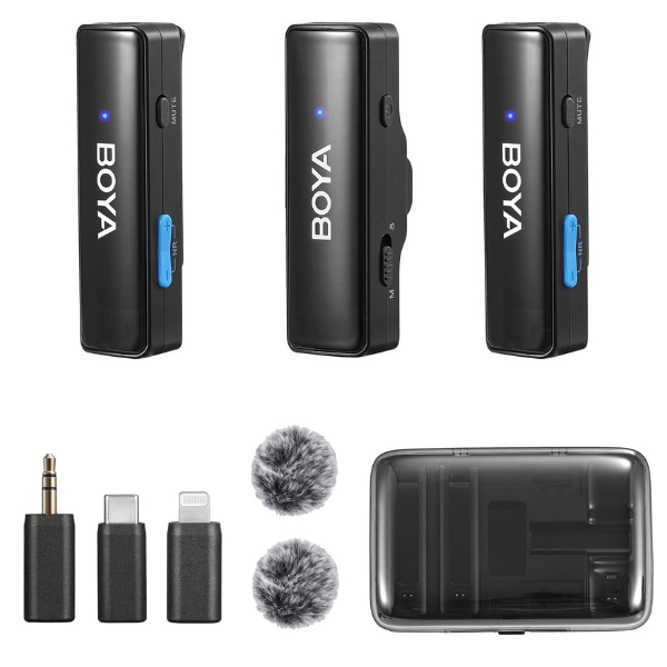 ميكروفون لاسلكي BOYA BOYALINK ثنائي القناة بتردد 2.4 جيجاهرتز - متوافق مع العديد من الأجهزة