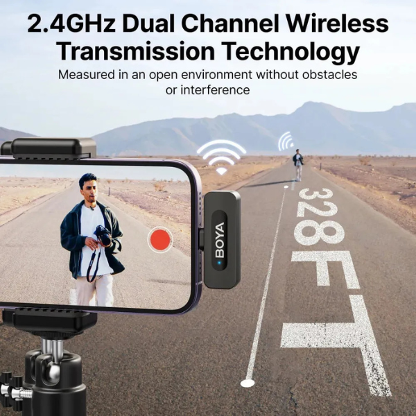 BOYABY-V10UltracompactWirelessMicrophoneSystemwithUSB-CforMobile_2.4GHz_-Black-Specs -DokkanTech