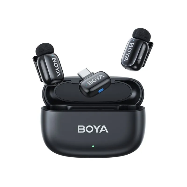 BOYA Mini-14 dual wireless lavalier microphone USB-C – front view
