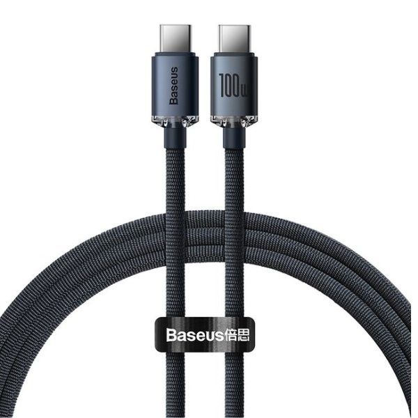 Baseus Crystal Shine Series Fast Charging Data Cable Type-C to Type-C 100W 1.2m-dokantech#