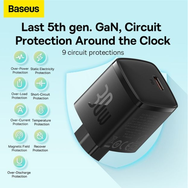 Baseus Cube Pro Fast Charger 1C 30W EU - Black-CCXF000301-dokantech