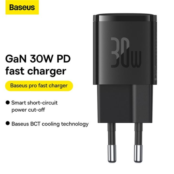Baseus Cube Pro Fast Charger 1C 30W EU - Black-CCXF000301-dokantech