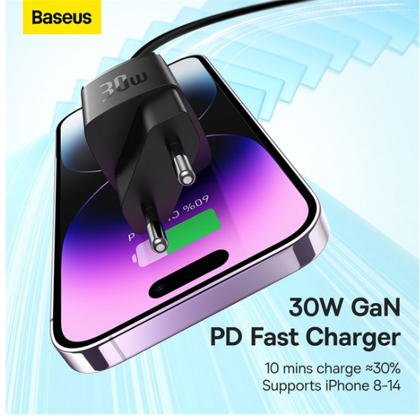 Baseus Cube Pro Fast Charger 1C 30W EU - Black-CCXF000301-dokantech