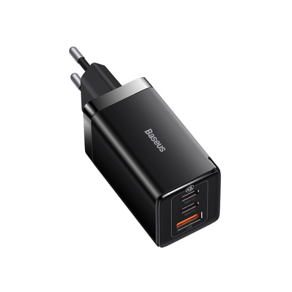 Baseus GaN5 Pro 65W Fast Charger with 2 USB-C & 1 USB Port – Black-CCGP120201-dokantech#