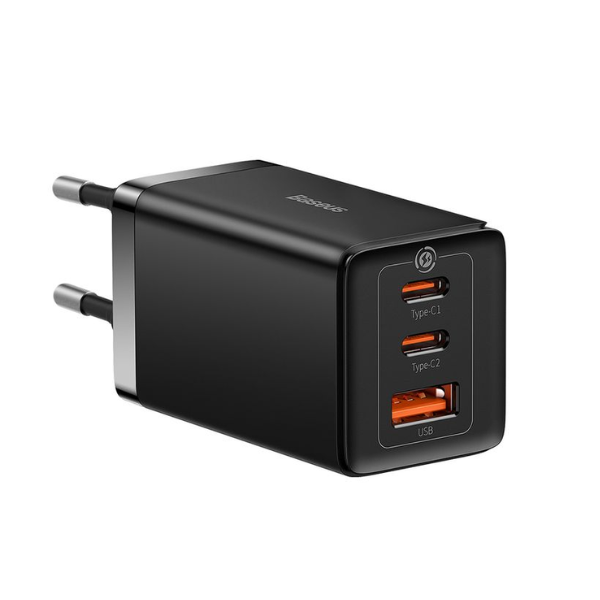 Baseus GaN5 Pro 65W Fast Charger with 2 USB-C & 1 USB Port – Black-CCGP120201-dokantech#