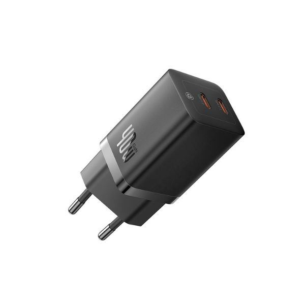 Baseus GaN5 Pro 40W Dual Type-C Fast Charger EU – Black (CCGP180101)-dokantech#