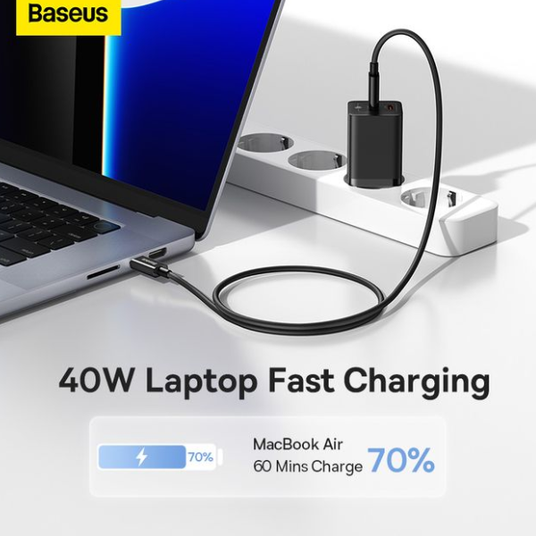 Baseus GaN5 Pro 40W Dual Type-C Fast Charger EU – Black (CCGP180101)-dokantech#