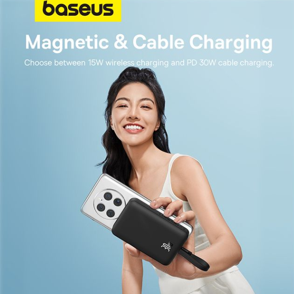 Baseus Magnetic Mini Wireless Fast Charge Power Bank Type-C 10000mAh 30W-dokantech#
