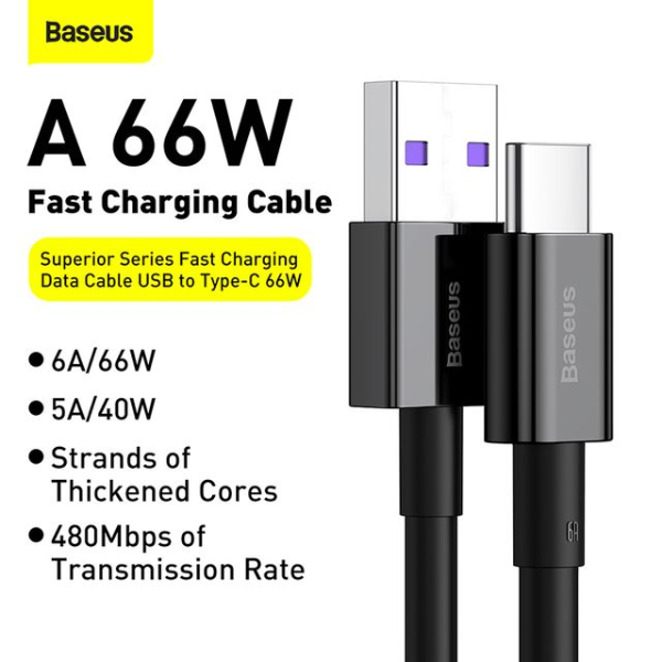 Baseus Superior Series Fast Charging Data Cable USB to Type-C 66W 1m-dokantech#