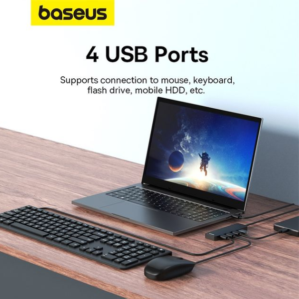 Baseus UltraJoy Series 4-Port HUB Lite 100cm Cluster – USB-A to 4× USB 3.0-dokantech#