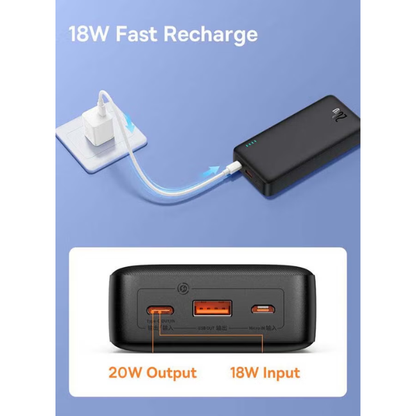 Baseus Airpow 20000mAh 20W Fast Charge Power Bank – Cluster Black - Dokkantech