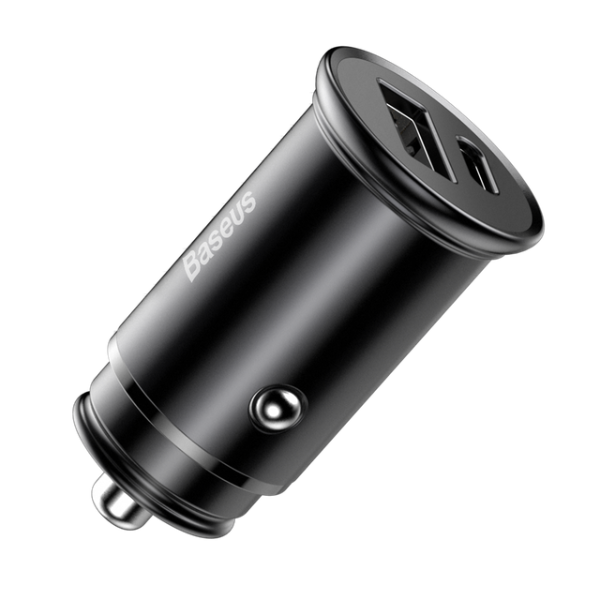 Baseus Circular metal A+C 30W PPS Car Charger - Black - Dokkantech