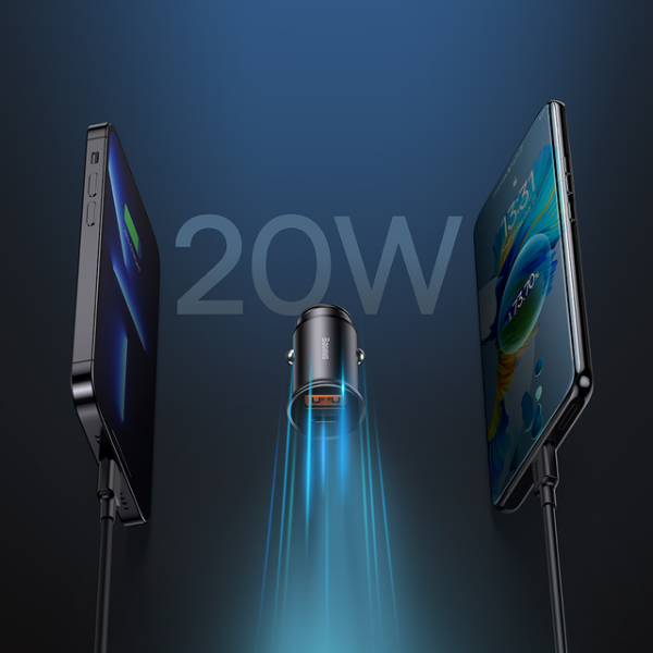 Baseus Circular metal A+C 30W PPS Car Charger - Black - Dokkantech