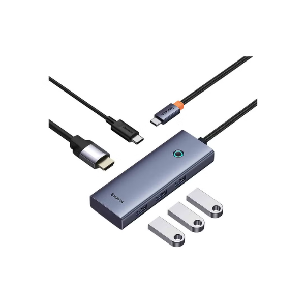 Baseus UltraJoy 5-Port USB-C Hub with HDMI, USB 3.0 & PD – Grey - Dokkantech