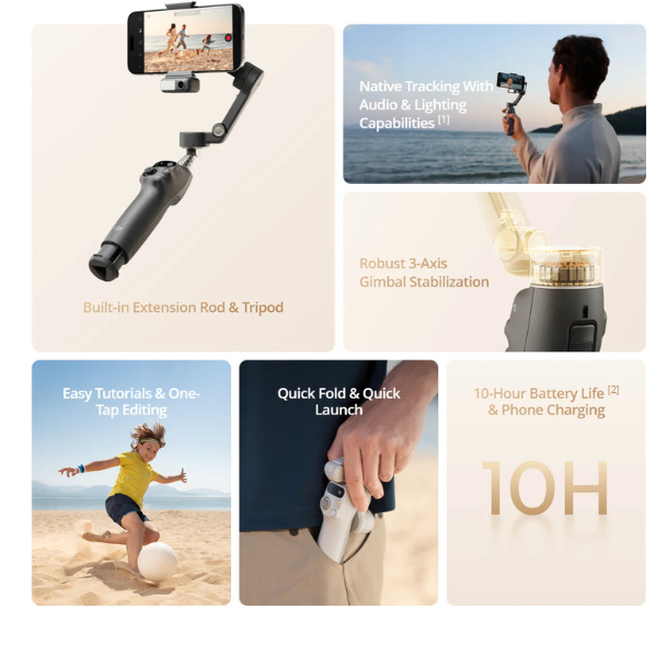 DJI Osmo Mobile 7 Series, Bluetooth 5.3, 3350mAh - Grey-dokantech#