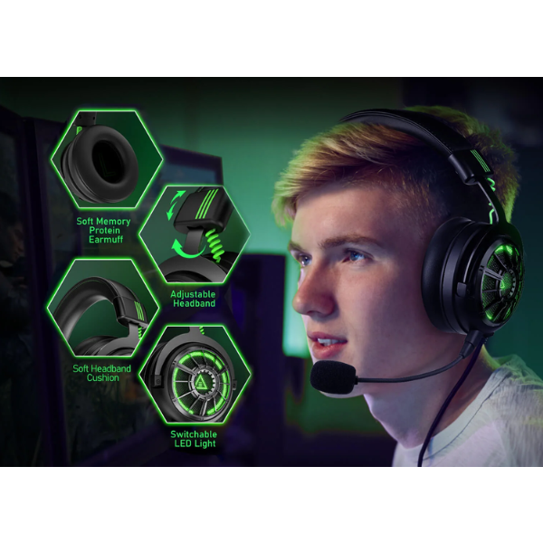 EKSA E5000 Pro Wired Gaming Headset โ 7.1 Surround, ENC Mic, Black-dokantech#