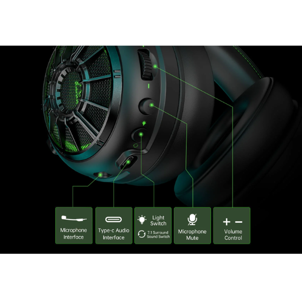 EKSA E5000 Pro Wired Gaming Headset โ 7.1 Surround, ENC Mic, Black-dokantech#